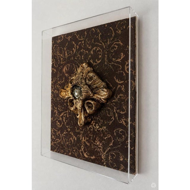 Traditional Antiqued Hand-Made Convex Mirror Architectural Fragment in Acrylic Case For Sale - Image 3 of 6