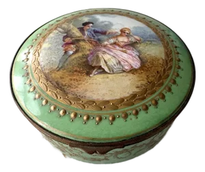 French Porcelain Hand Painted Trinket or Jewelry Box