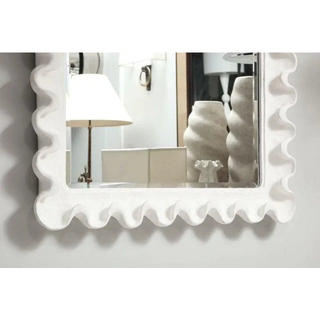 Mid-Century Modern Bespoke Rosetta Undulating Plaster Mirror For Sale - Image 3 of 9