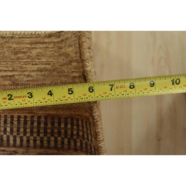 Gabbeh Rug 5’2” X 6’7” Brown Wool Contemporary Hand-Knotted Carpet For Sale - Image 10 of 12