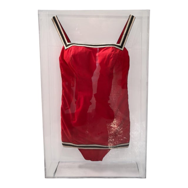 Vintage 1930’s Bathing Suit in Lucite Frame Mounted as Art For Sale