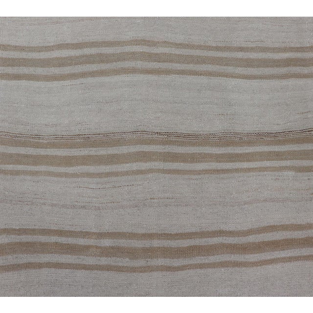 Vintage Turkish Kilim Gallery Runner in Beige & Cream Striped Design 3'10 X 10'4 For Sale In Atlanta - Image 6 of 12