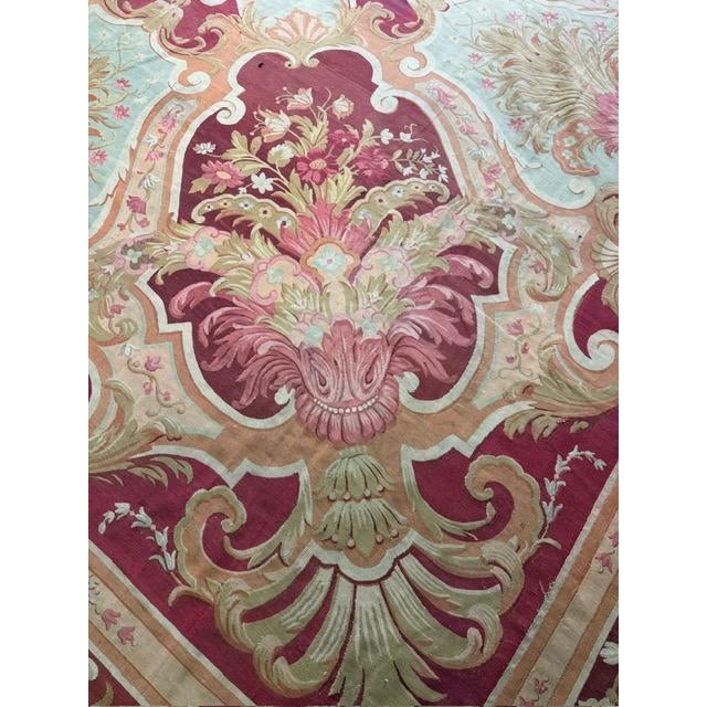 1840s Antique Red Field Medallion Flatweave Wool French Aubusson Gallery Rug For Sale - Image 4 of 12