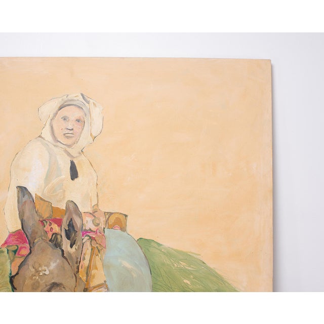 Ira Yeager 20th C. Corfu Woman on Donkey Oil Canvas Painting 6 Ft For Sale In Sacramento - Image 6 of 18