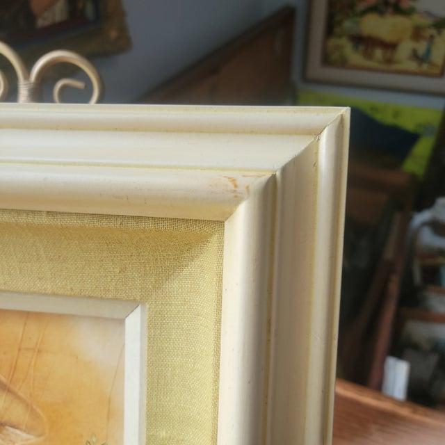 1970’s Retro Vintage Mushroom Yellow Wood Framed & Matted Print Picture 14 X 16 For Sale - Image 6 of 15