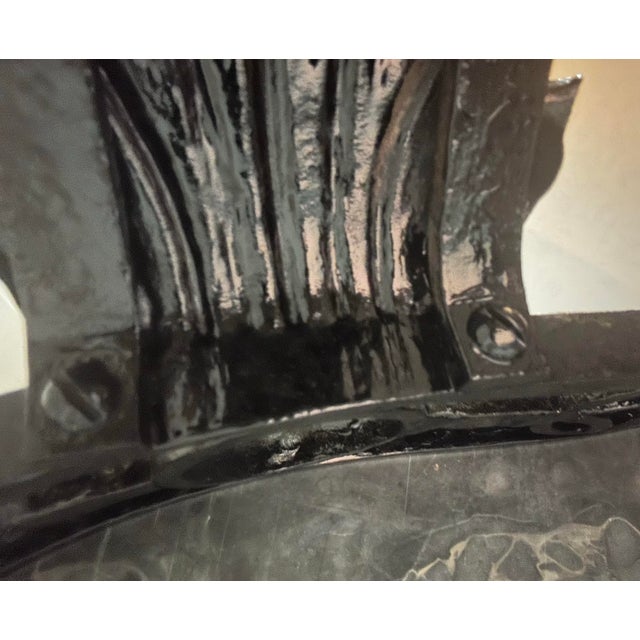 Black Attributed to Maitland-Smith French Louis XV Style Wrought Iron & Solid Marble Console Table For Sale - Image 8 of 10