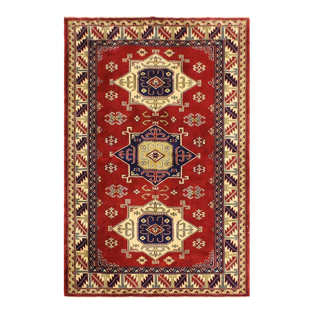 Rustic Shirwan Red/Beige Wool Rug - 4'1''x5'10'' For Sale