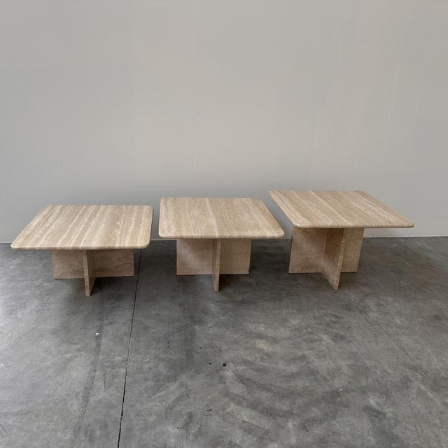 Italian Travertine Nesting Tables, 1970s, Set of 3 For Sale - Image 4 of 16