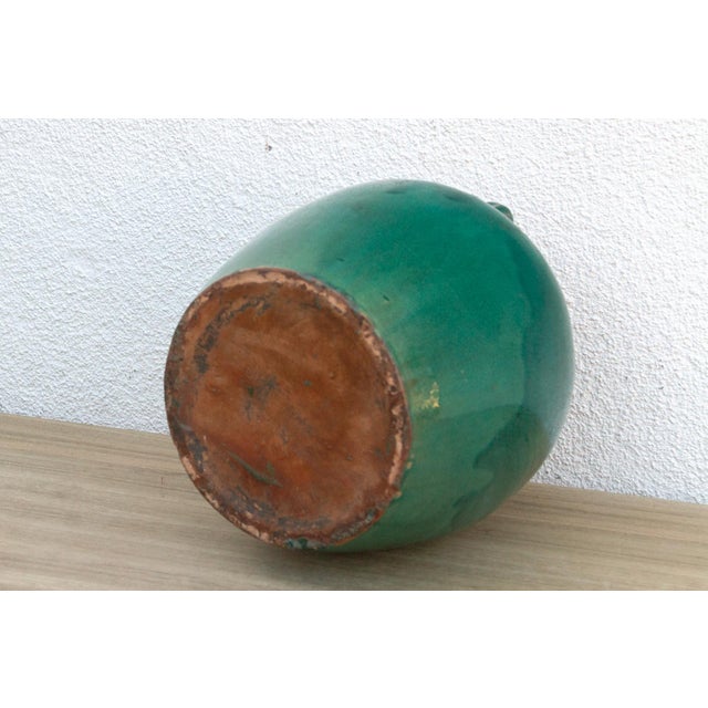 Ceramic Antique Emerald Green Pottery Jar For Sale - Image 7 of 8