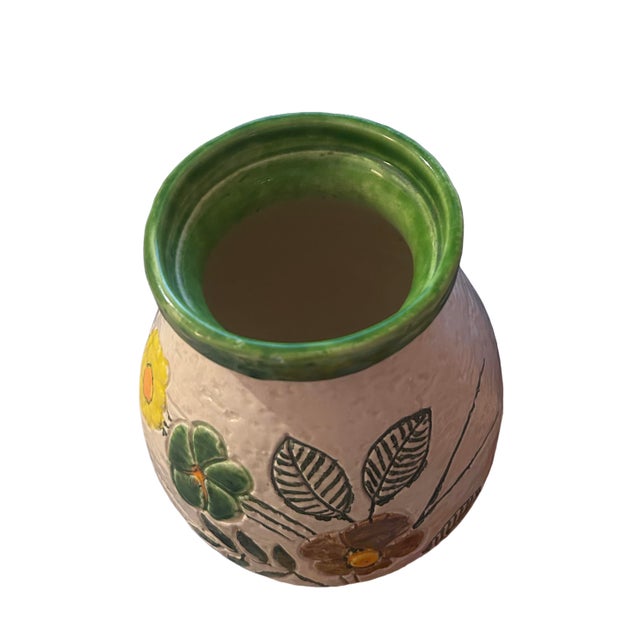 1960s 1960s Large Aldo Londi for Bitossi Textured Vase With Floral Motif For Sale - Image 5 of 7