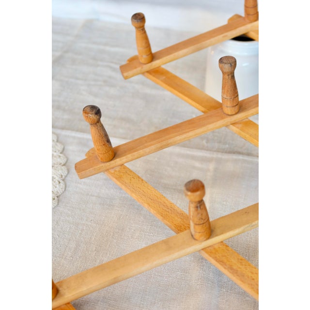 Wood Vintage Retractable Wall-Mounted Coat Rack in Pine, 1970s For Sale - Image 7 of 7