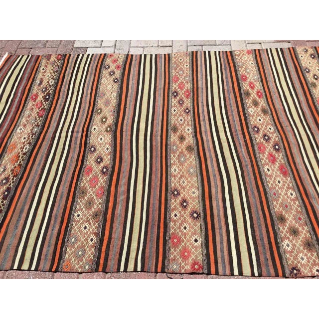 Rustic Vintage Turkish Striped Kilim Rug - 58" X 94.5" For Sale - Image 3 of 11