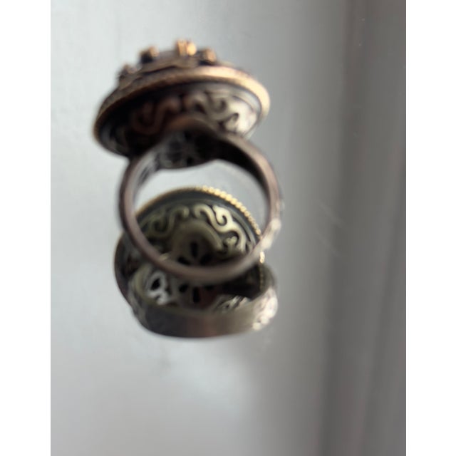Vintage Medallion-Style Cocktail Ring With Clear Faceted Stone, 1990s, Size 7.5 For Sale - Image 10 of 11