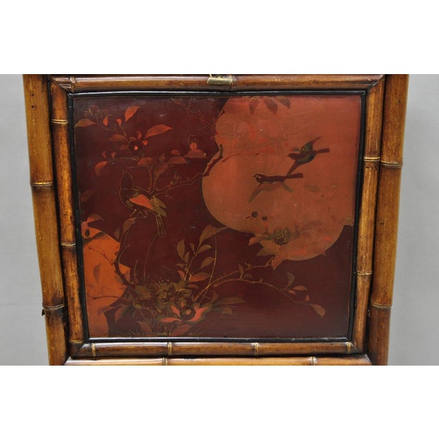 Antique English Victorian Bamboo Chinoiserie Compact Fall Front Secretary Desk For Sale - Image 4 of 18