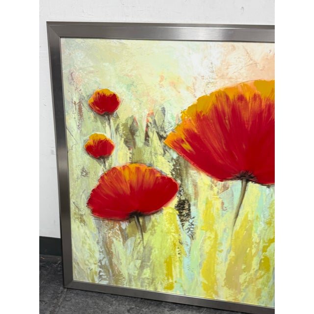 Contemporary Poppies Landscape Painting, Signed For Sale - Image 10 of 11