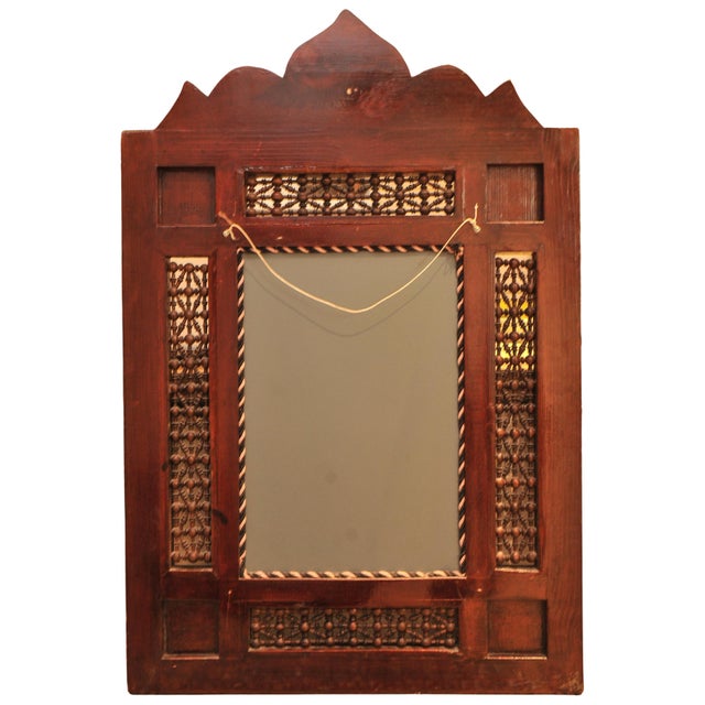 Moorish Damascene Decorative Inlay Wall Mirror with Khatam Pattern For Sale - Image 3 of 6
