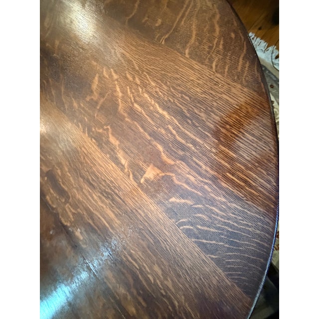 Wood Late 19th Century Oak Pedestal Extension Dining Table With Carved Skirt and Sculpted Griffin Legs Attributed to R. J. Horner & Co. For Sale - Image 7 of 13