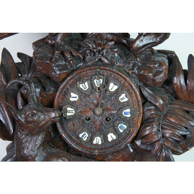 Antique German Black Forest Eagle Chamois Mantel Hunt Clock For Sale - Image 6 of 13