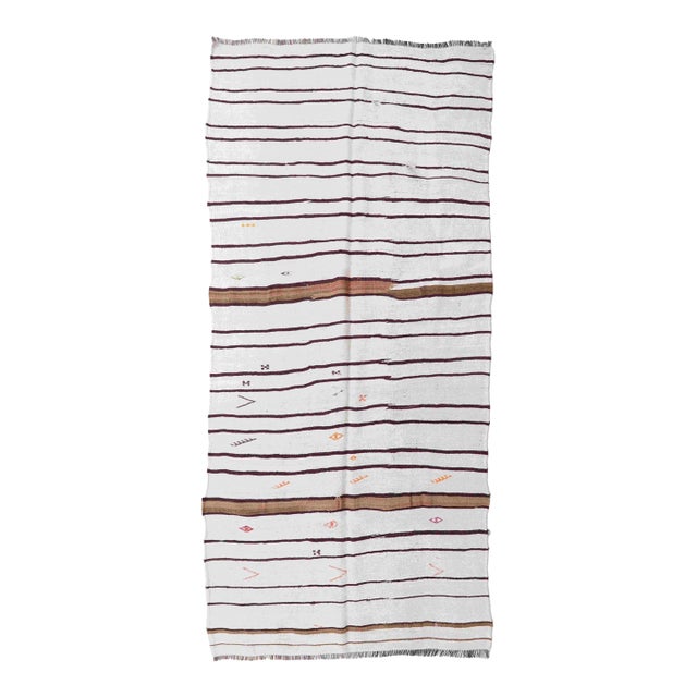 Vintage Hemp Decorative Kilim Rug - 5`3" X 12`0" For Sale