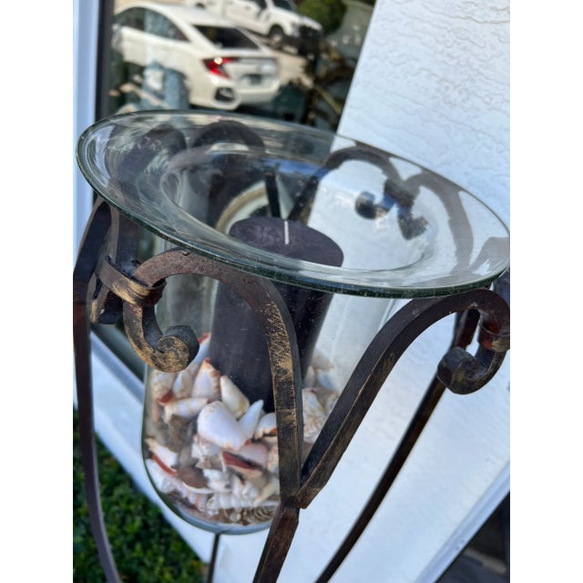 Early 20th Century Vintage Early 20th Century Iron and Glass Floor Candle Holder For Sale - Image 5 of 7