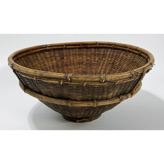 Early 20th Century Large Woven Rice Basket For Sale - Image 5 of 8