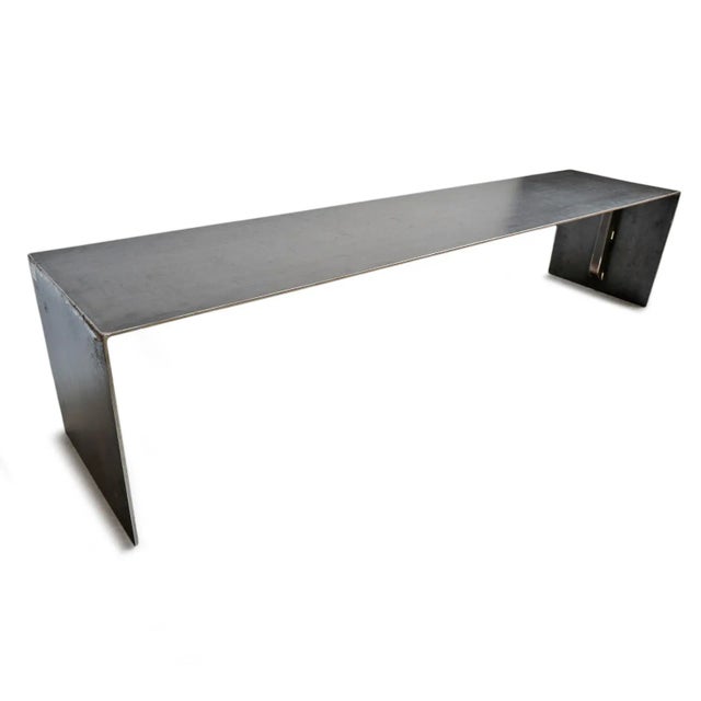 Modern Industrial Steel Waterfall Bench For Sale - Image 4 of 8