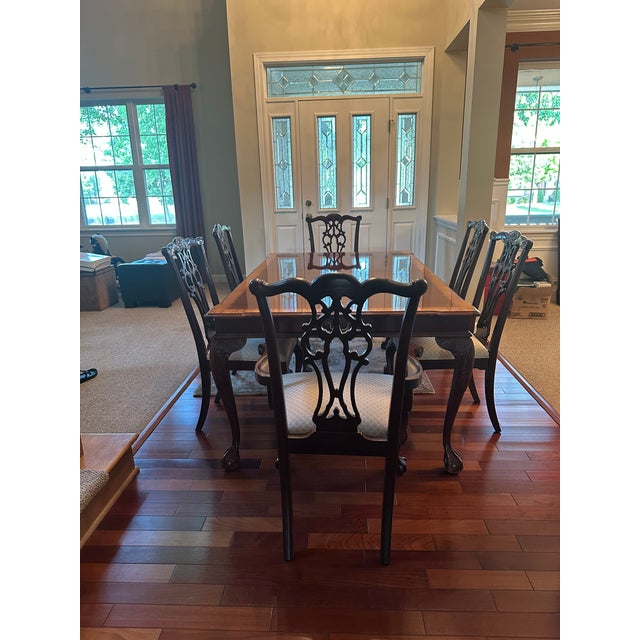 Ethan Allen Mahogany Dining Room Table and Chairs For Sale - Image 16 of 17