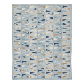 Swedish Geometric Rug by Celerie Kemble for Chairish in Sky - Yarn Card For Sale