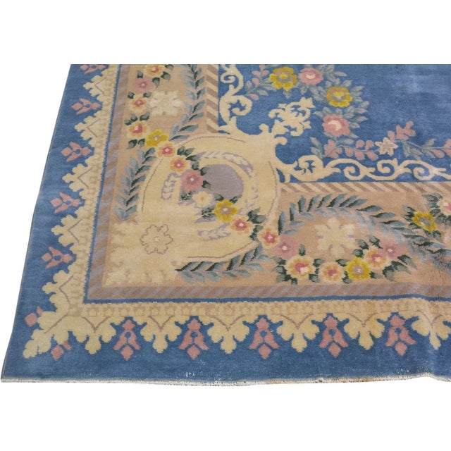 Vintage Chinese Art Deco Hand Knotted Wool,11'9'' X 14'8'' For Sale - Image 4 of 6