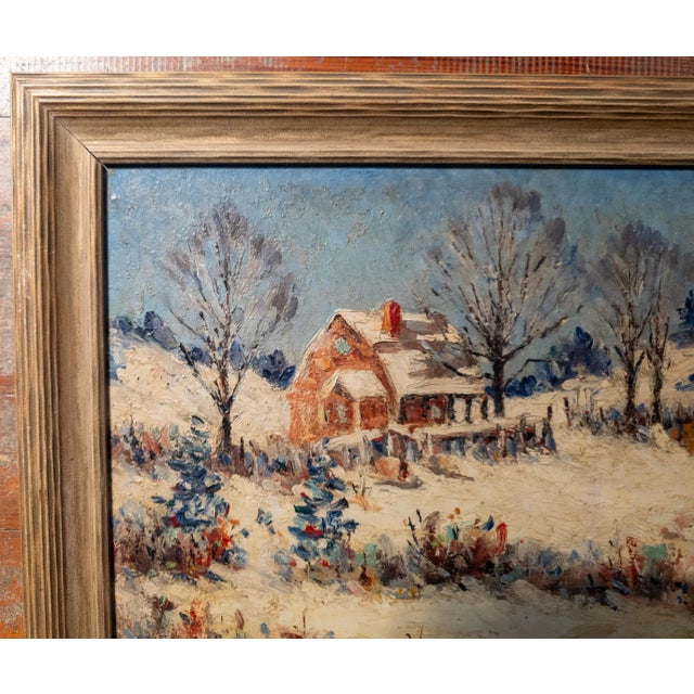 Mid 20th Century Early 20th Century American Impressionist Landscape Painting With Farmhouse, Unsigned For Sale - Image 5 of 9