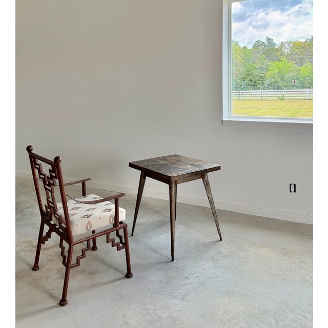 Brown Industrial Steel Ziggurat Lounge Armchair / Lounge Chair, Artisan Made, Welded For Sale - Image 8 of 15