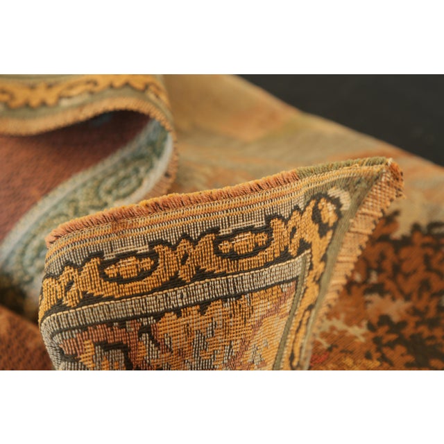 Vintage Alpine Mountain Chalet Deer Woodland Scene Flemish Tapestry For Sale - Image 13 of 18