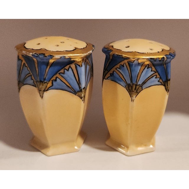 1900s Art Noveau Hand Painted Bluebell Salt & Pepper Shakers by Moritz Zdekauer, Austria For Sale - Image 12 of 17