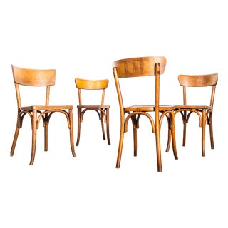 Baumann Honey Thin Slim Back Dining Chairs, 1950s, Set of 4 For Sale