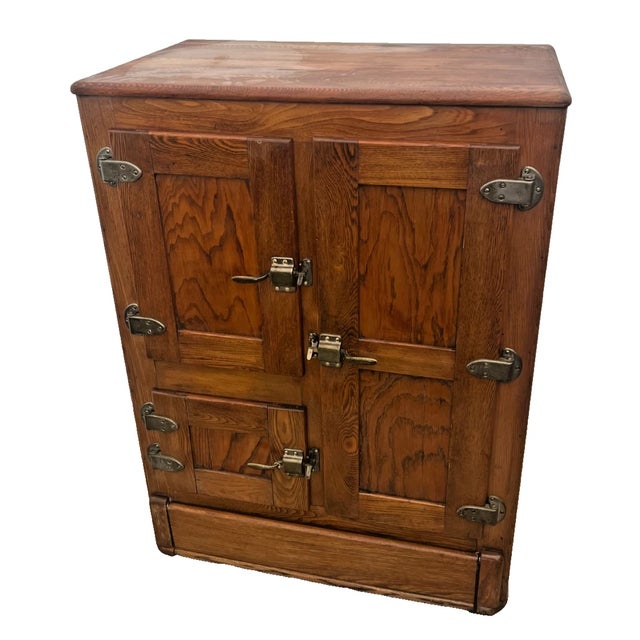 Antique Ice Box Three storage cabinets, Oak, Brass latches, Three Racks, 1920's in working condition (just add ice block)....