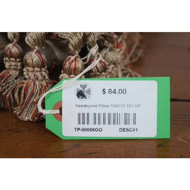 Mid 20th Century Down Filled Floral Rose Lily Daisy Needlepoint Tassel Lumbar Throw Pillow For Sale - Image 11 of 11