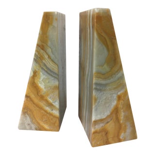 1970s Mid Century Modern Stone Bookends - A Pair For Sale