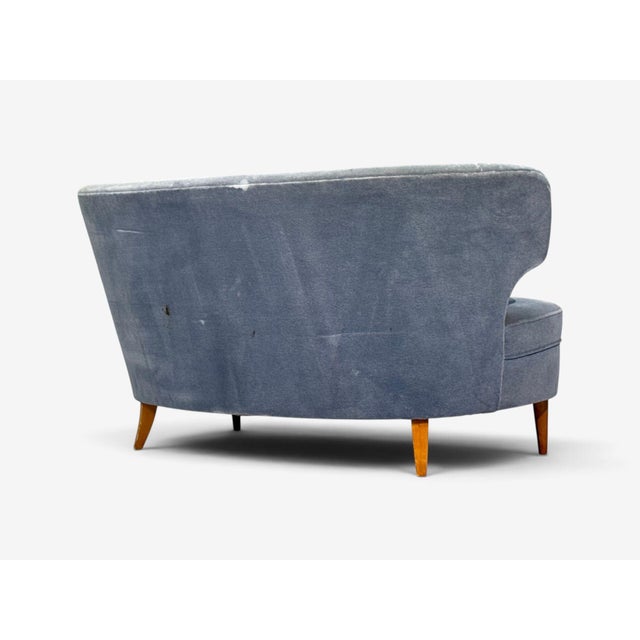 Carl-Johan Boman, Finnish Modern, Settee, Velvet, Wood, Finland, 1950s For Sale - Image 9 of 10