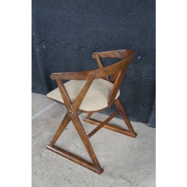 1970s Drexel Heritage Mid Century Modern Distressed Walnut Campaign Style Arm Chair For Sale - Image 9 of 13