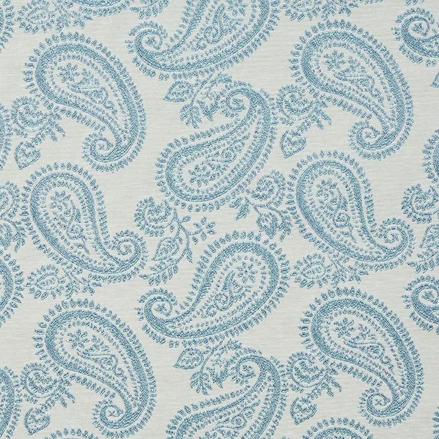 Sample - Schumacher Milena Paisley Fabric in Sky For Sale