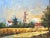 A vintage unsigned impressionist painting of a landscape with a Monastery Winery. Oil on canvas measuring 12 x 16"...