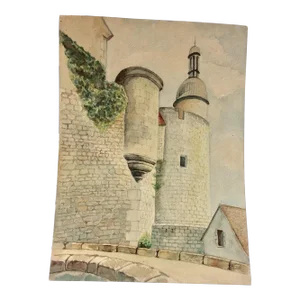 Mid 20th Century French Watercolor Painting, Bourbon L' Archambault