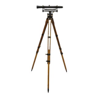 Antique Keuffel & Esser Co. 141547 Surveyors Compass in Case With Wooden Tripod Base For Sale