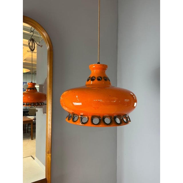 Ceramic Lamp in Orange For Sale - Image 11 of 11