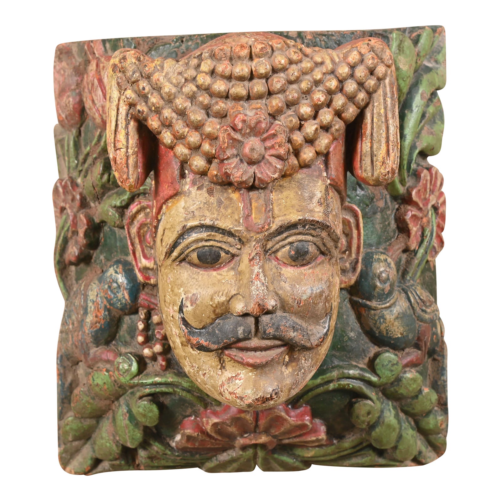 Vintage Indian Wooden Handmade Carving King Wall Statue Hanging Chairish