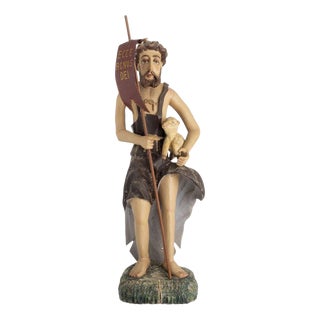 Religious Artist, Saint John the Baptist, 19th Century, Wood For Sale