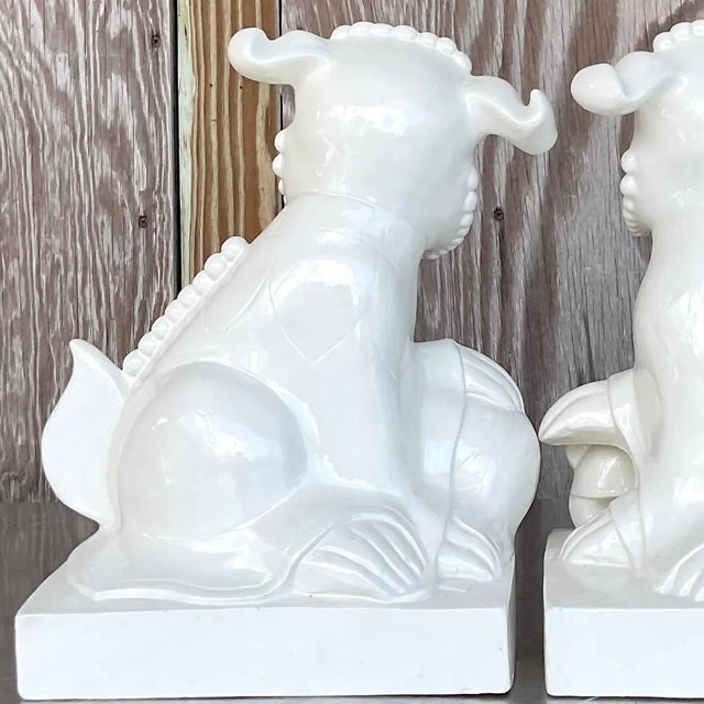 Late 20th Century Vintage Asian Glazed Ceramic Foo Dogs - a Pair For Sale - Image 12 of 14