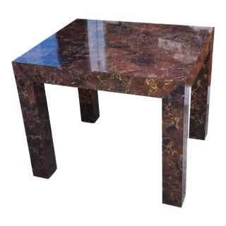 1970s Vintage Faux Tortoiseshell Parsons Side Table - Rectangle For Sale