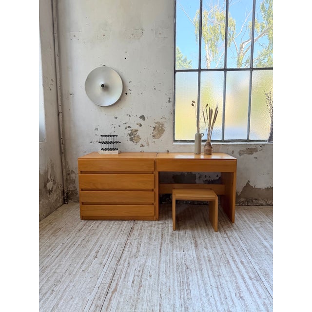 Antique desk with drawers, chest of drawers, and stool in solid pine by maison regain, savoie edition. This model was...