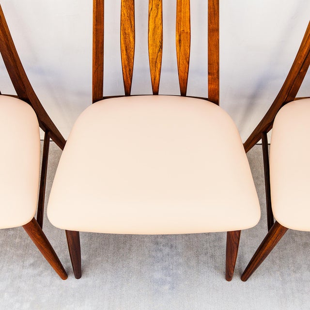 Brown 1960s Restored Danish Mid Century Modern Rosewood "Eva" Dining Chairs by Niels Koefoed For Sale - Image 8 of 14